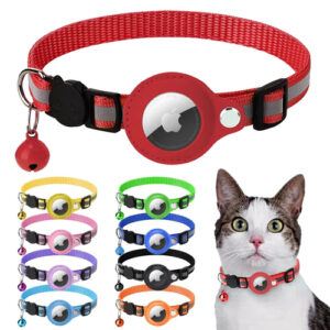 Reflective AirTag Case Collar (22–32 cm) – Light-Up Safety for Pets